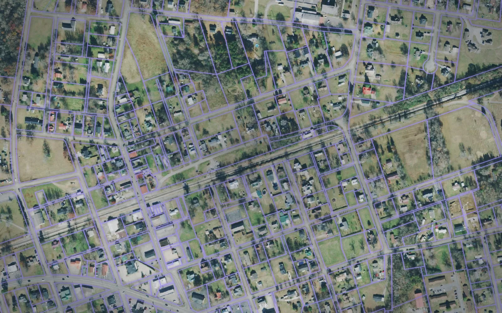 Parcel boundaries over aerial imagery of Humphreys County, Tennessee