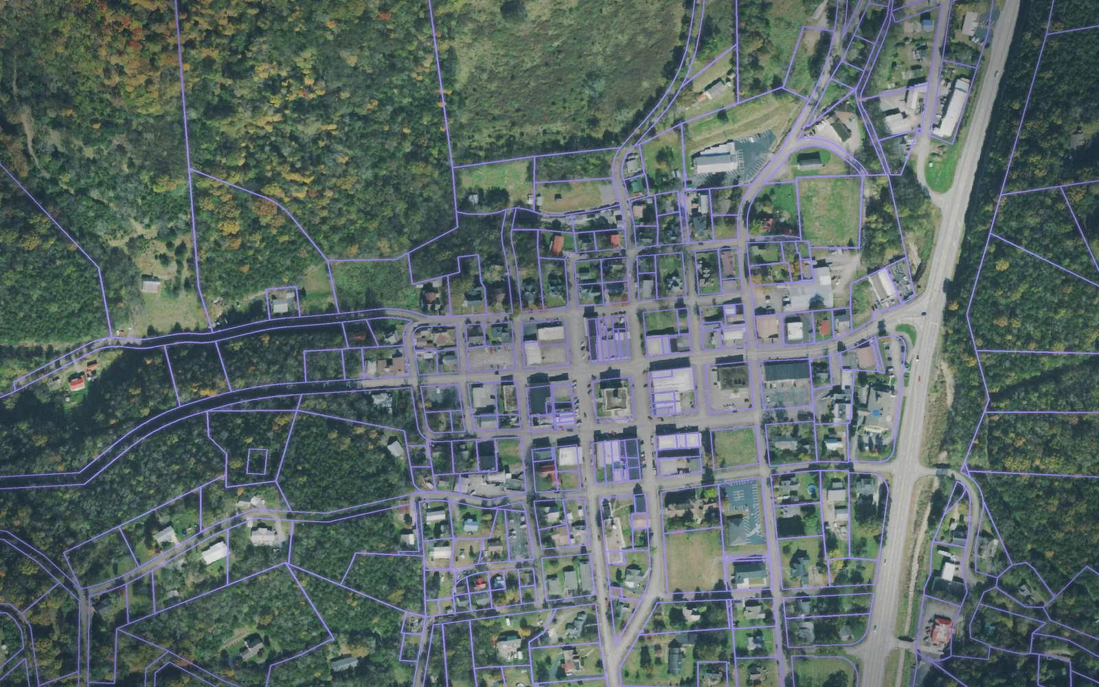 Parcel boundaries over aerial imagery of Jackson County, Tennessee
