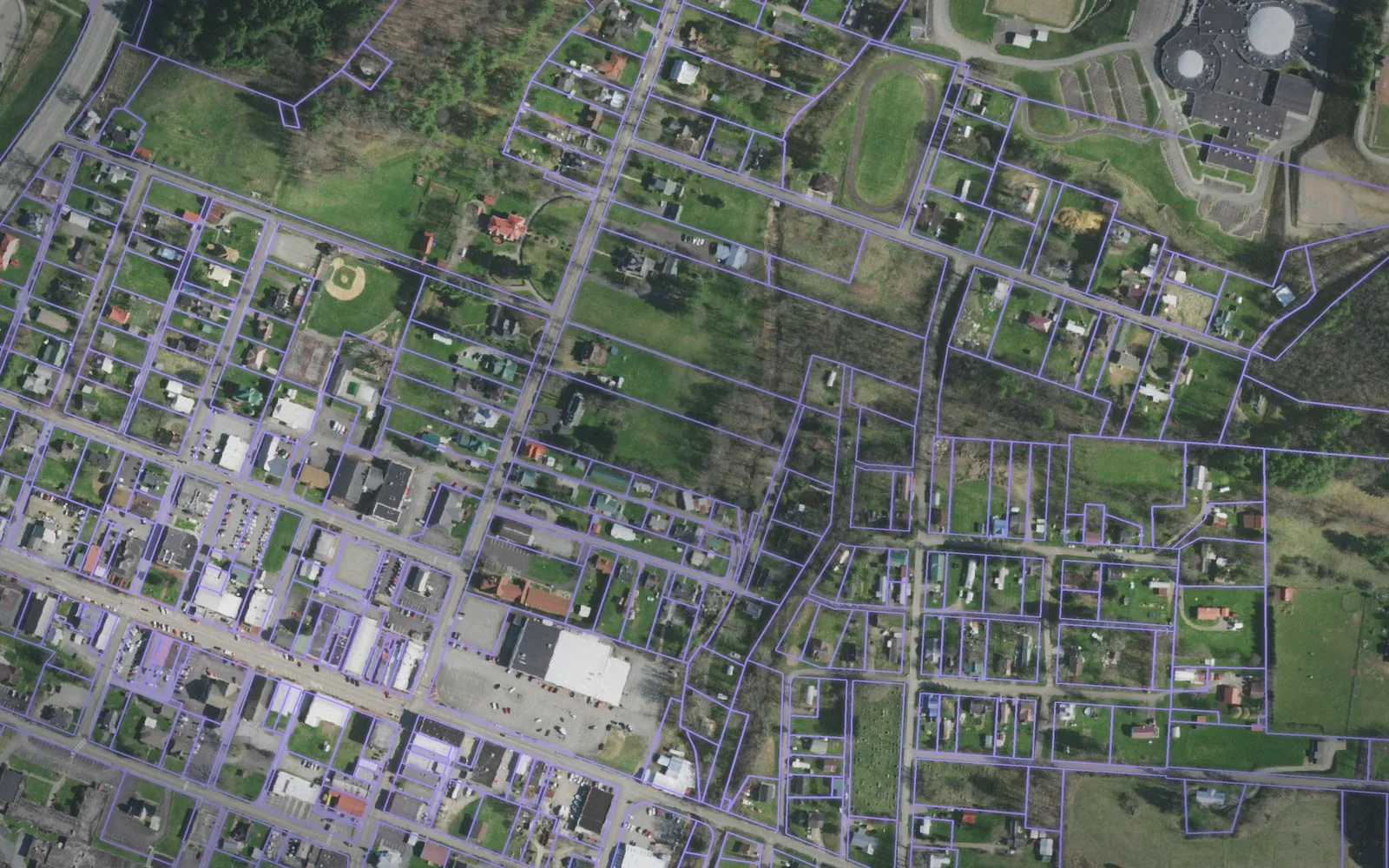 Parcel boundaries over aerial imagery of Johnson County, Tennessee