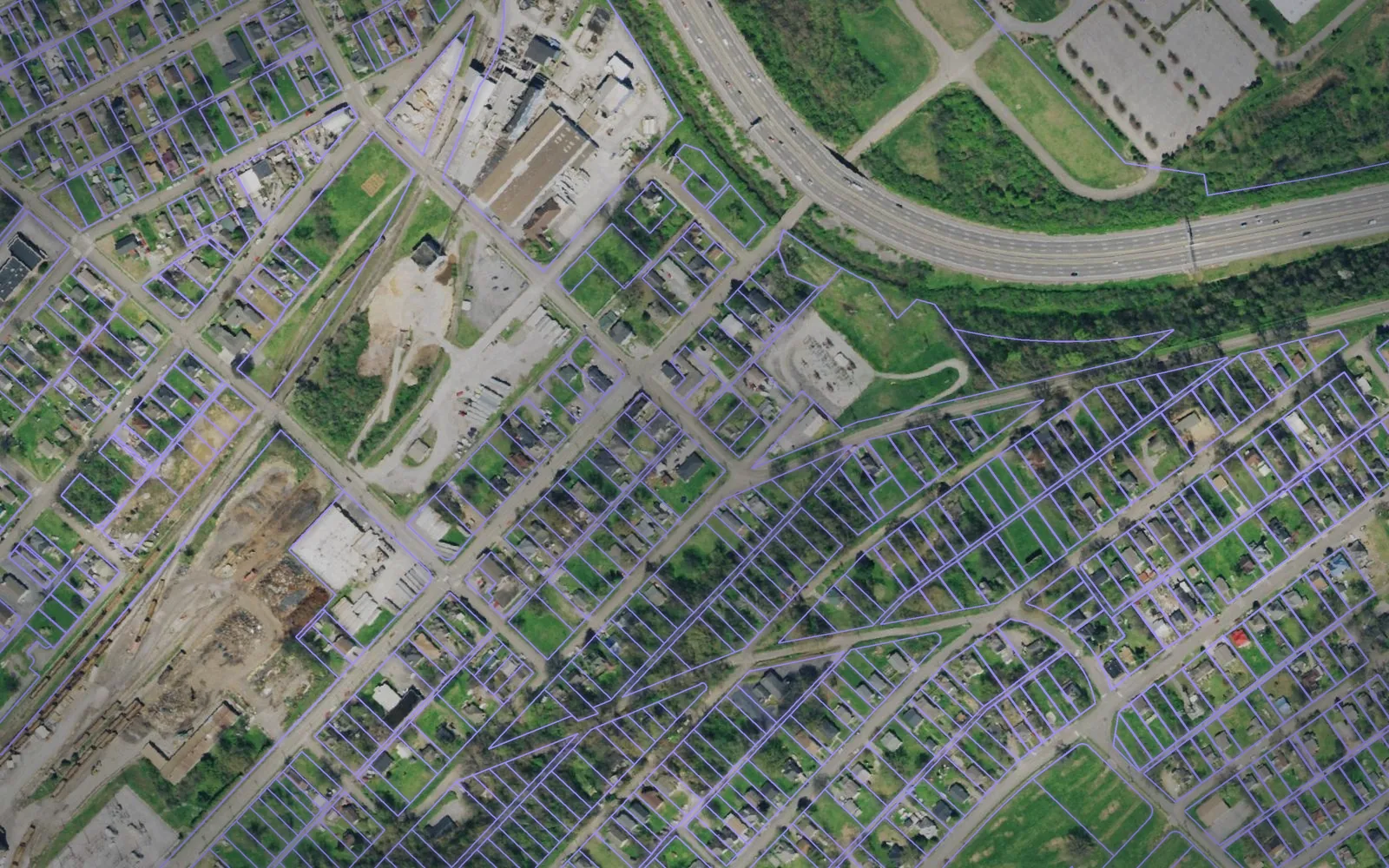 Parcel boundaries over aerial imagery of Knox County, Tennessee