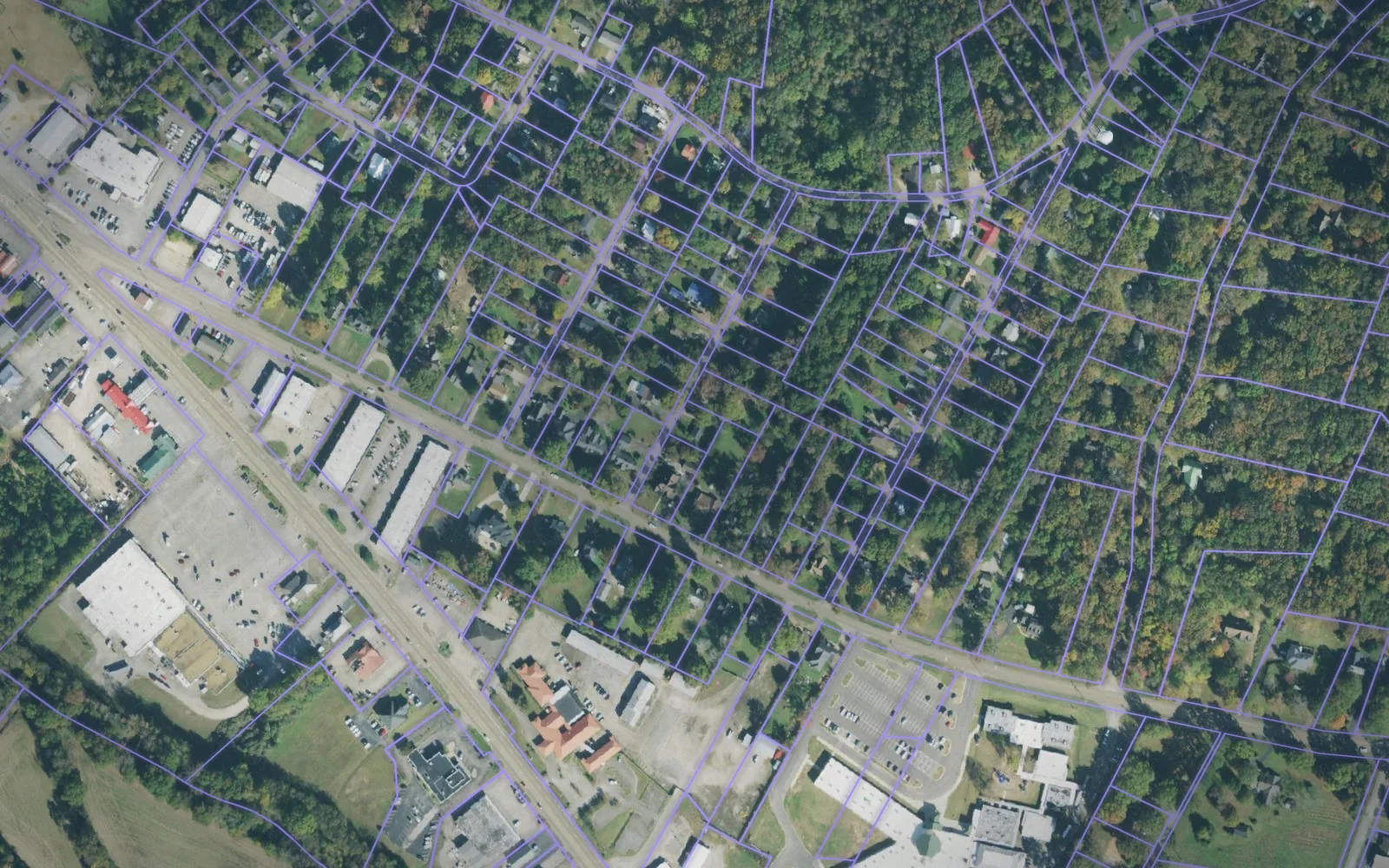 Parcel boundaries over aerial imagery of McNairy County, Tennessee