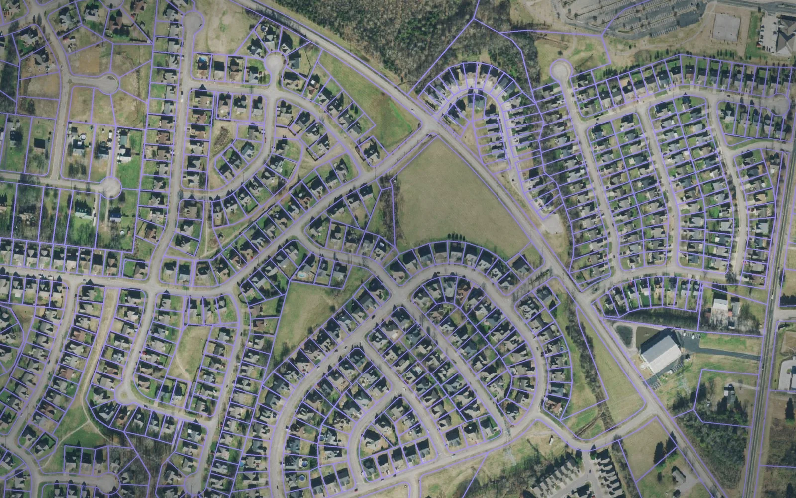 Parcel boundaries over aerial imagery of Maury County, Tennessee
