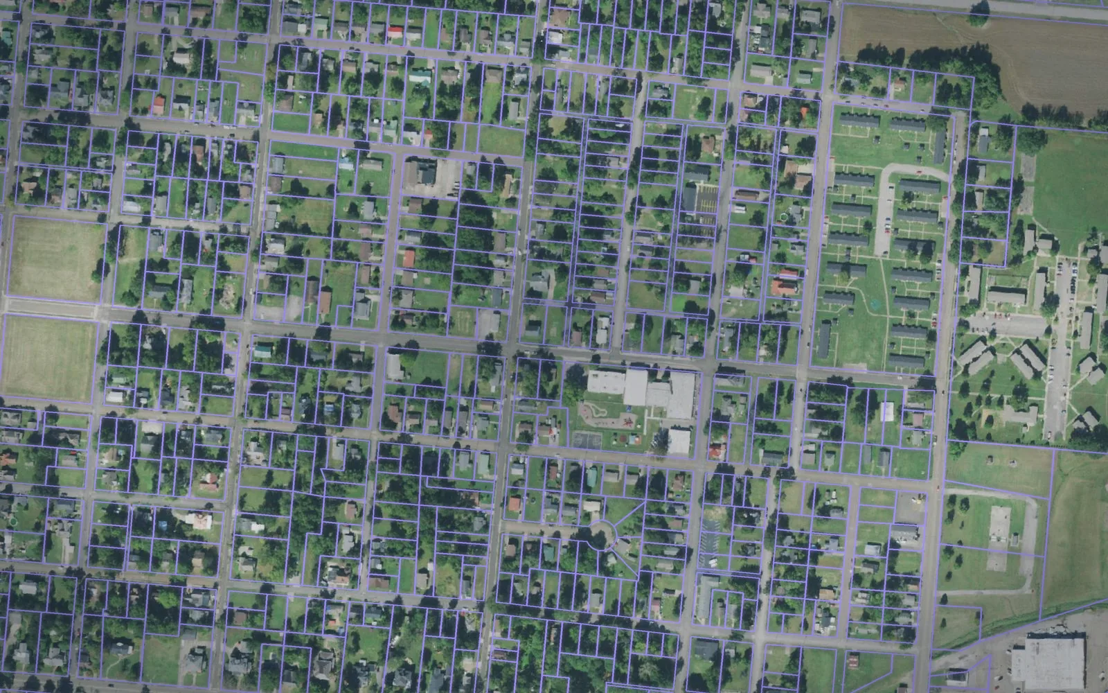 Parcel boundaries over aerial imagery of Obion County, Tennessee