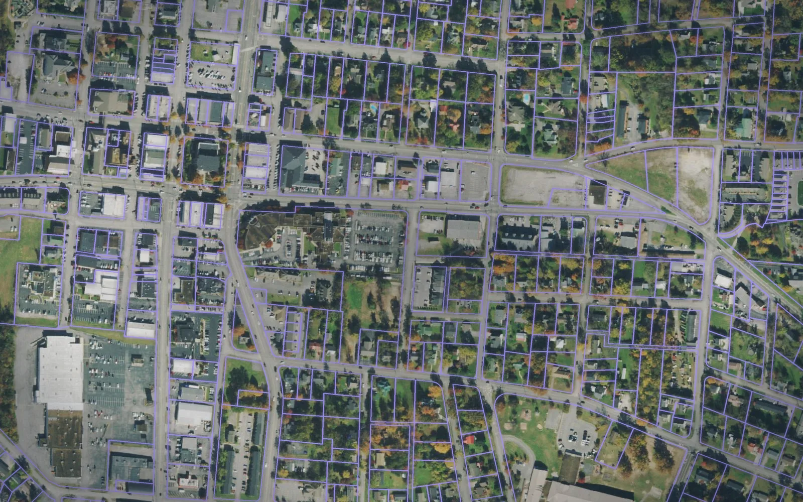 Parcel boundaries over aerial imagery of Putnam County, Tennessee