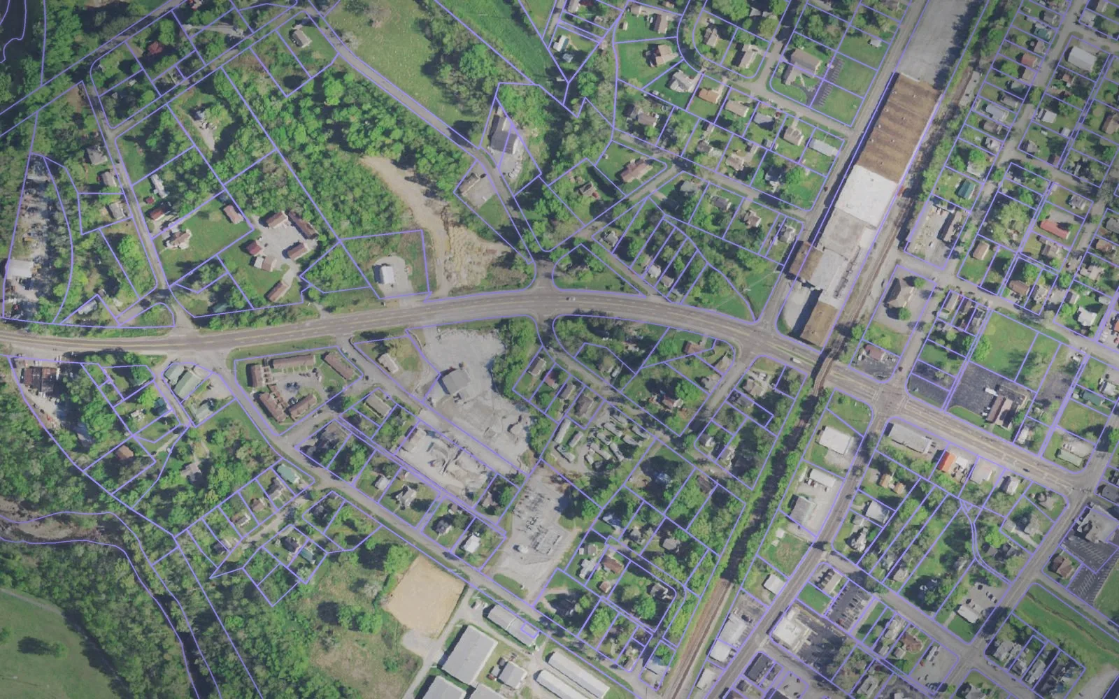 Parcel boundaries over aerial imagery of Rhea County, Tennessee