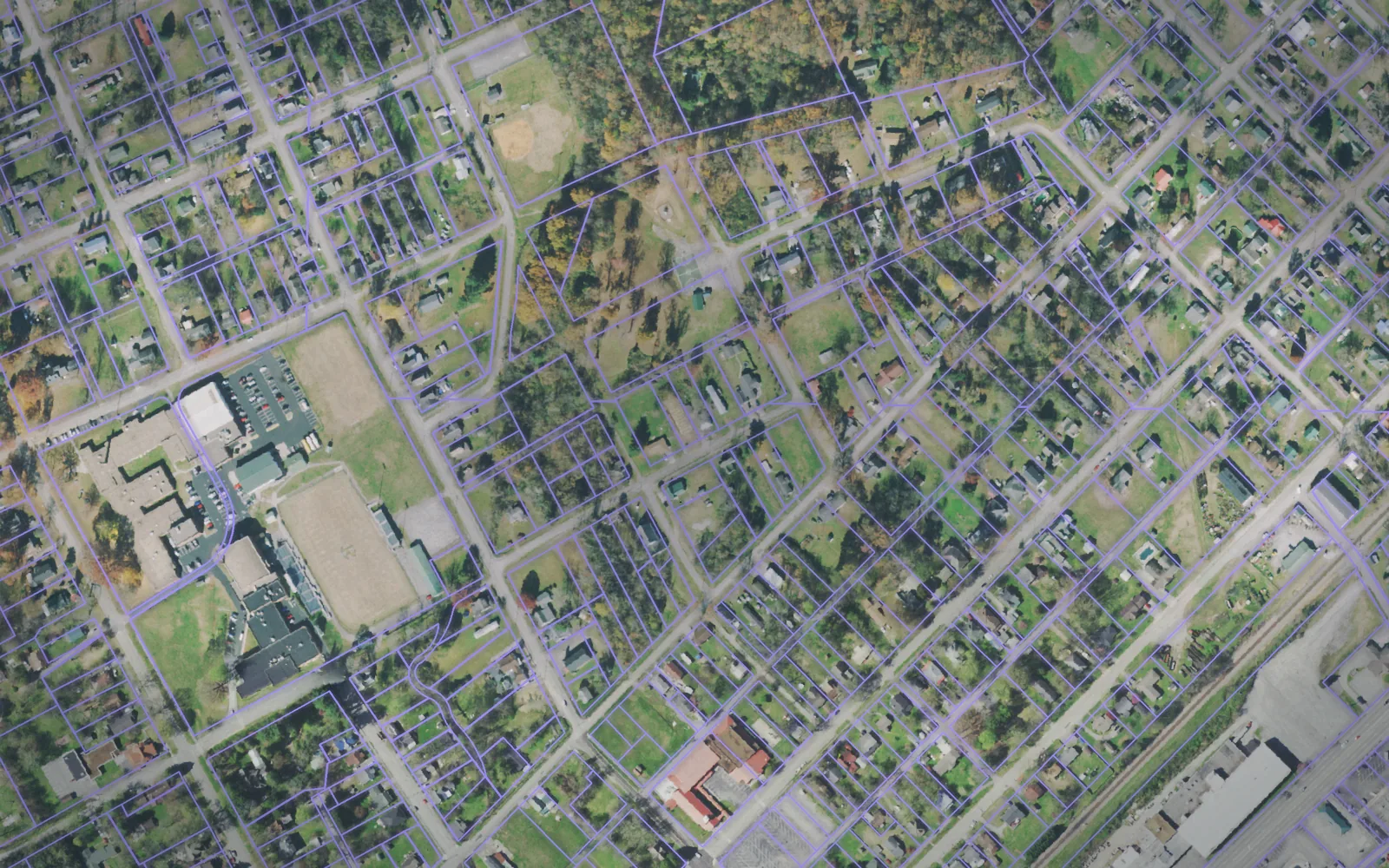 Parcel boundaries over aerial imagery of Roane County, Tennessee