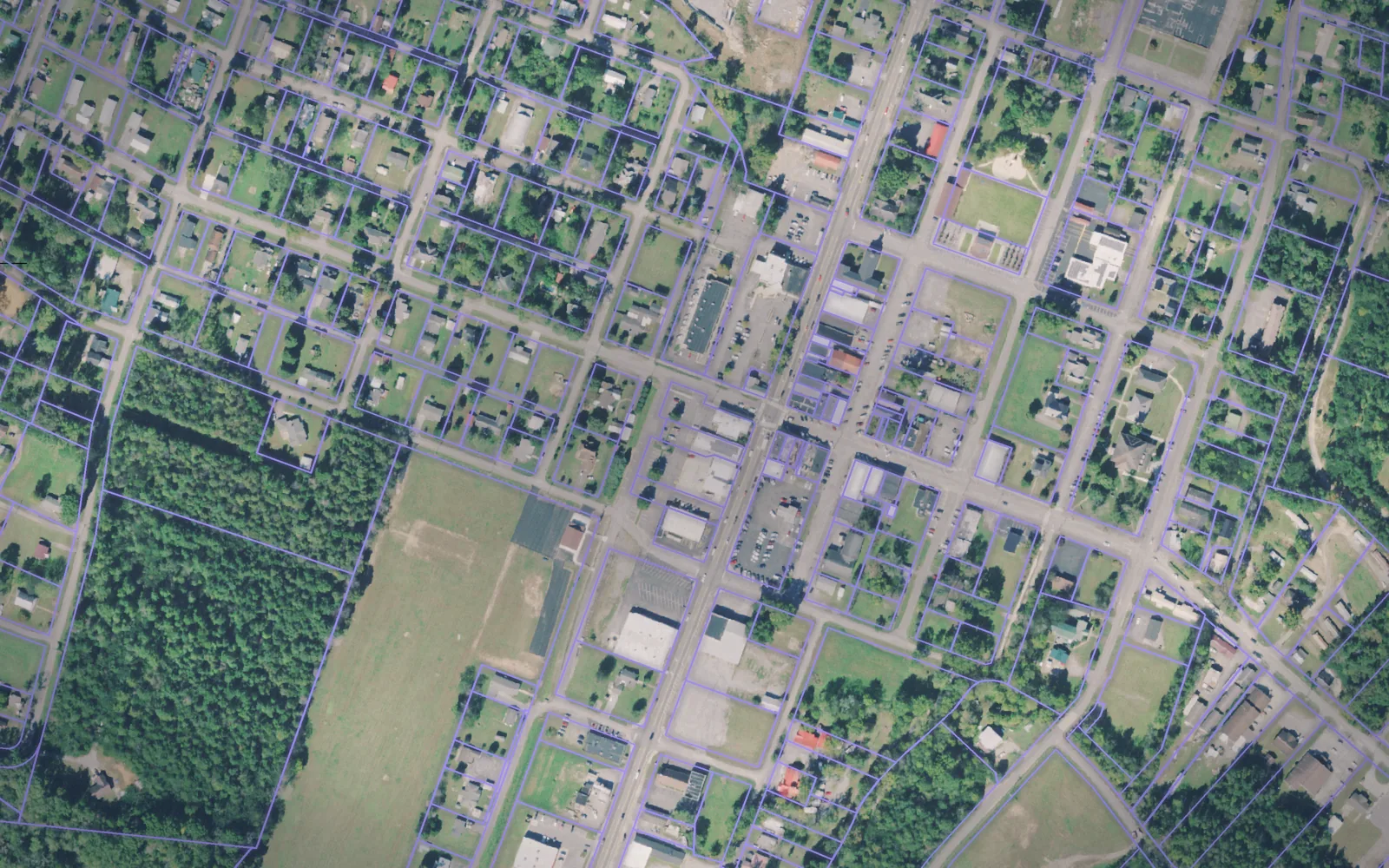 Parcel boundaries over aerial imagery of Sequatchie County, Tennessee