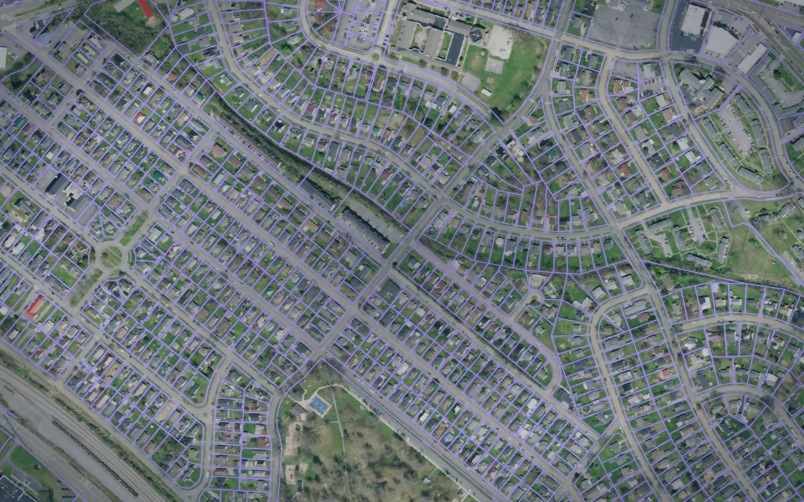 Parcel boundaries over aerial imagery of Sullivan County, Tennessee