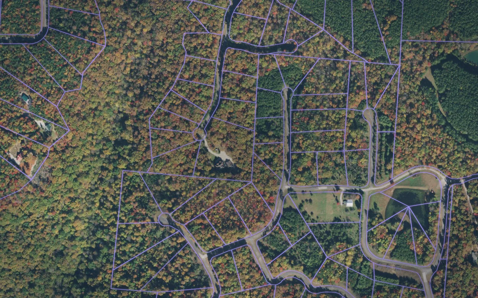 Parcel boundaries over aerial imagery of Van Buren County, Tennessee