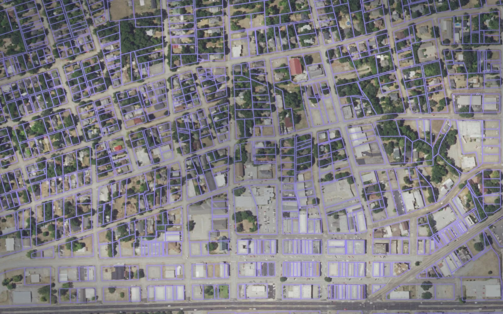 Parcel boundaries over aerial imagery of Anderson County, Texas