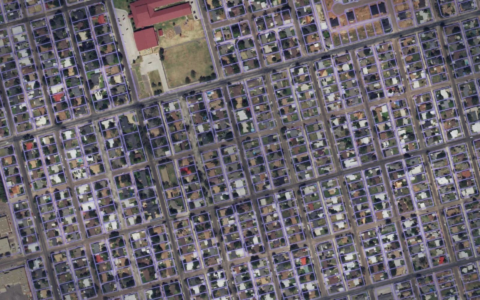 Parcel boundaries over aerial imagery of Andrews County, Texas