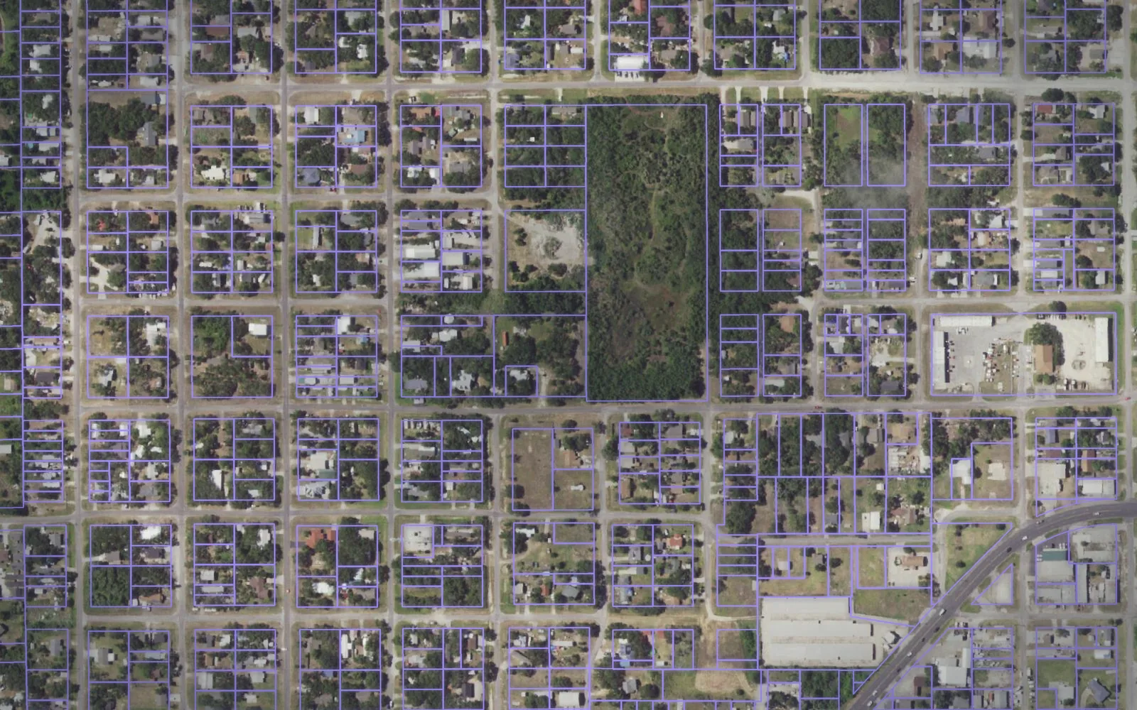 Parcel boundaries over aerial imagery of Aransas County, Texas