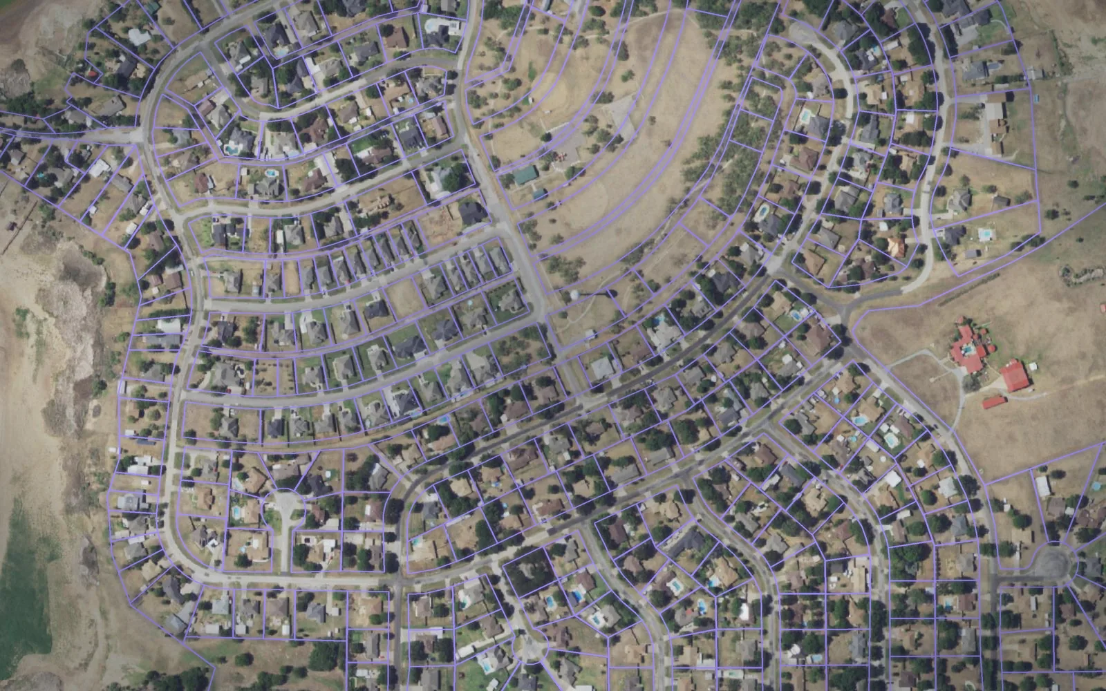 Parcel boundaries over aerial imagery of Archer County, Texas