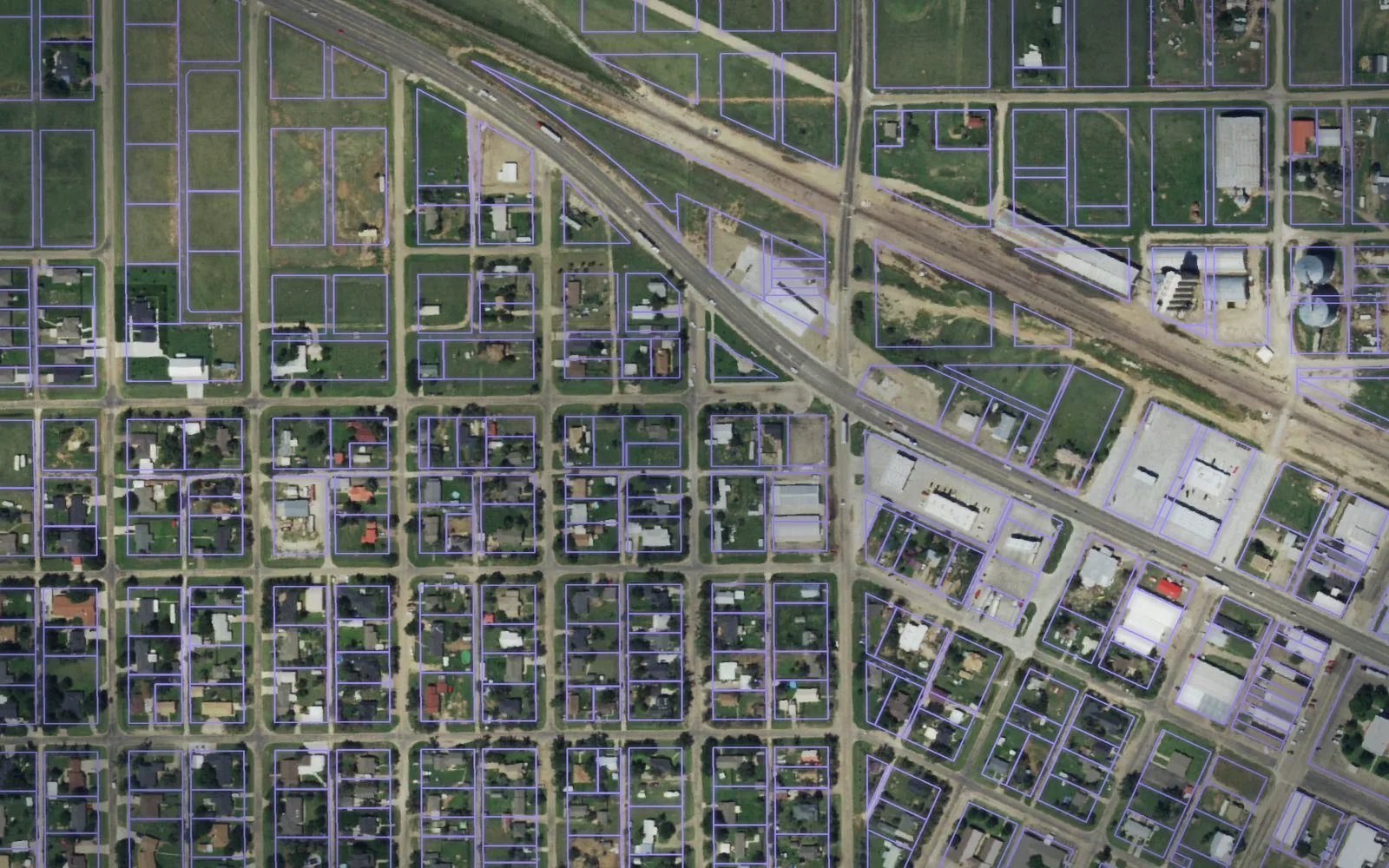 Parcel boundaries over aerial imagery of Armstrong County, Texas