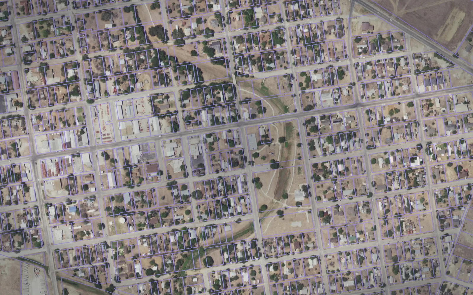 Parcel boundaries over aerial imagery of Atascosa County, Texas