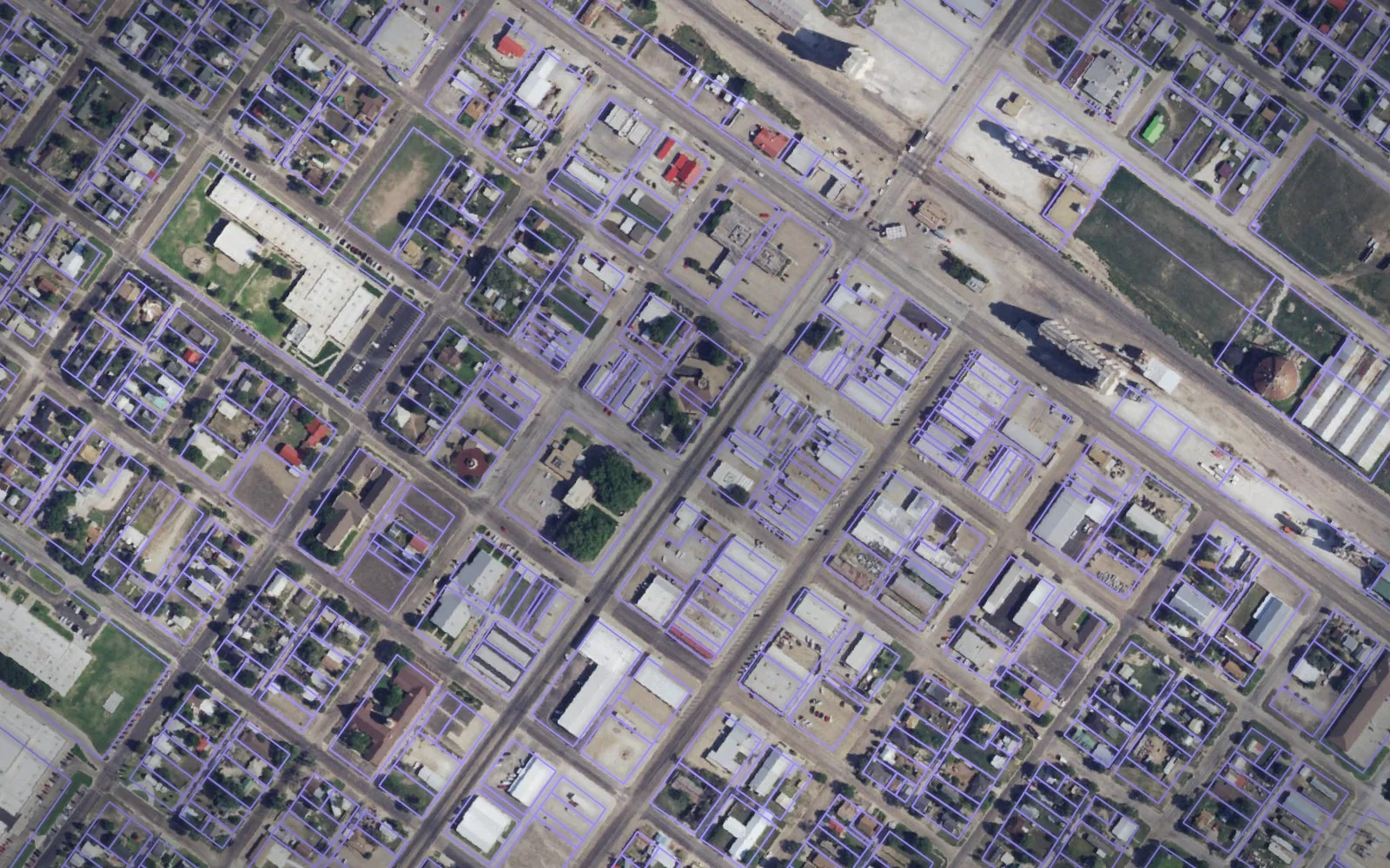 Parcel boundaries over aerial imagery of Bailey County, Texas