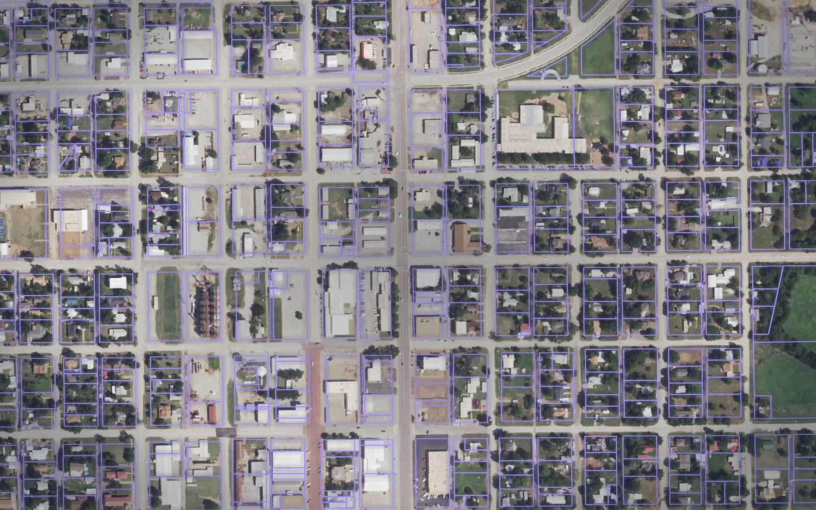 Parcel boundaries over aerial imagery of Baylor County, Texas
