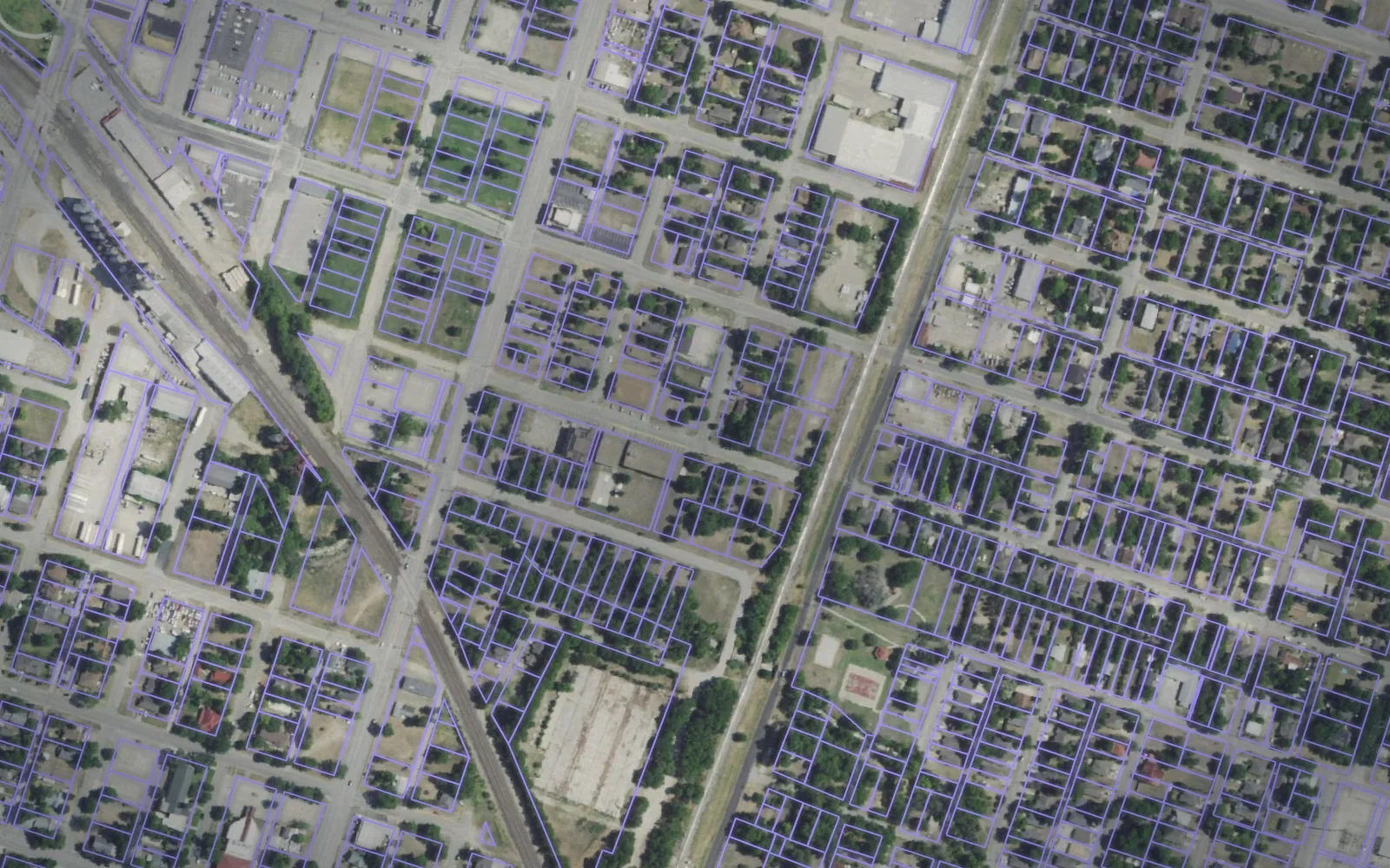Parcel boundaries over aerial imagery of Bell County, Texas