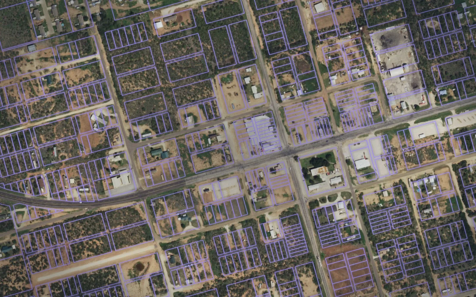 Parcel boundaries over aerial imagery of Borden County, Texas