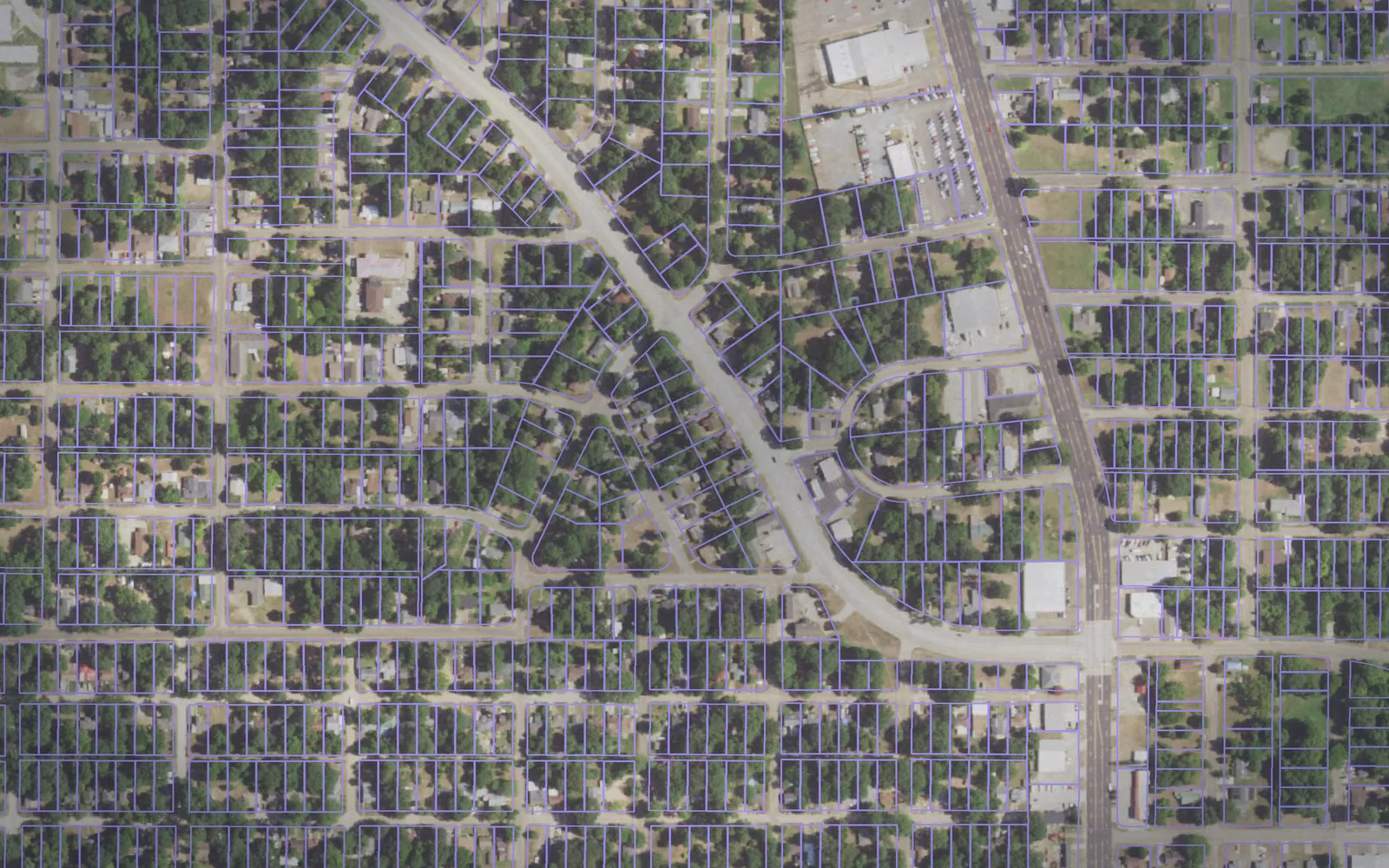 Parcel boundaries over aerial imagery of Bowie County, Texas
