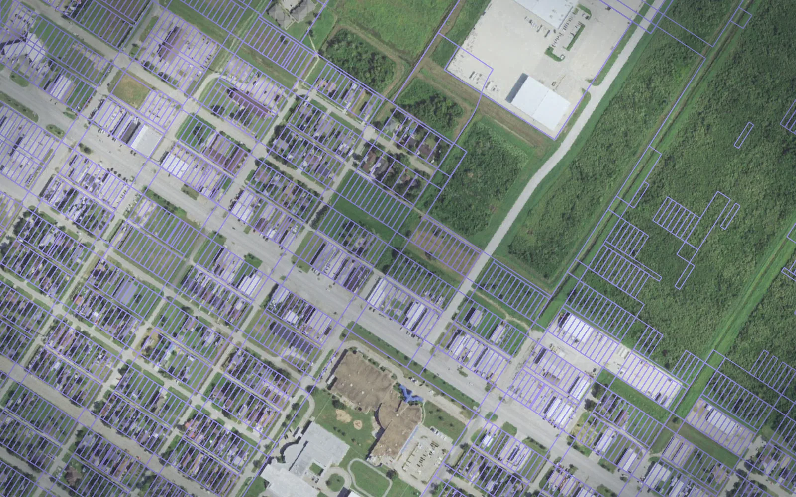 Parcel boundaries over aerial imagery of Brazoria County, Texas
