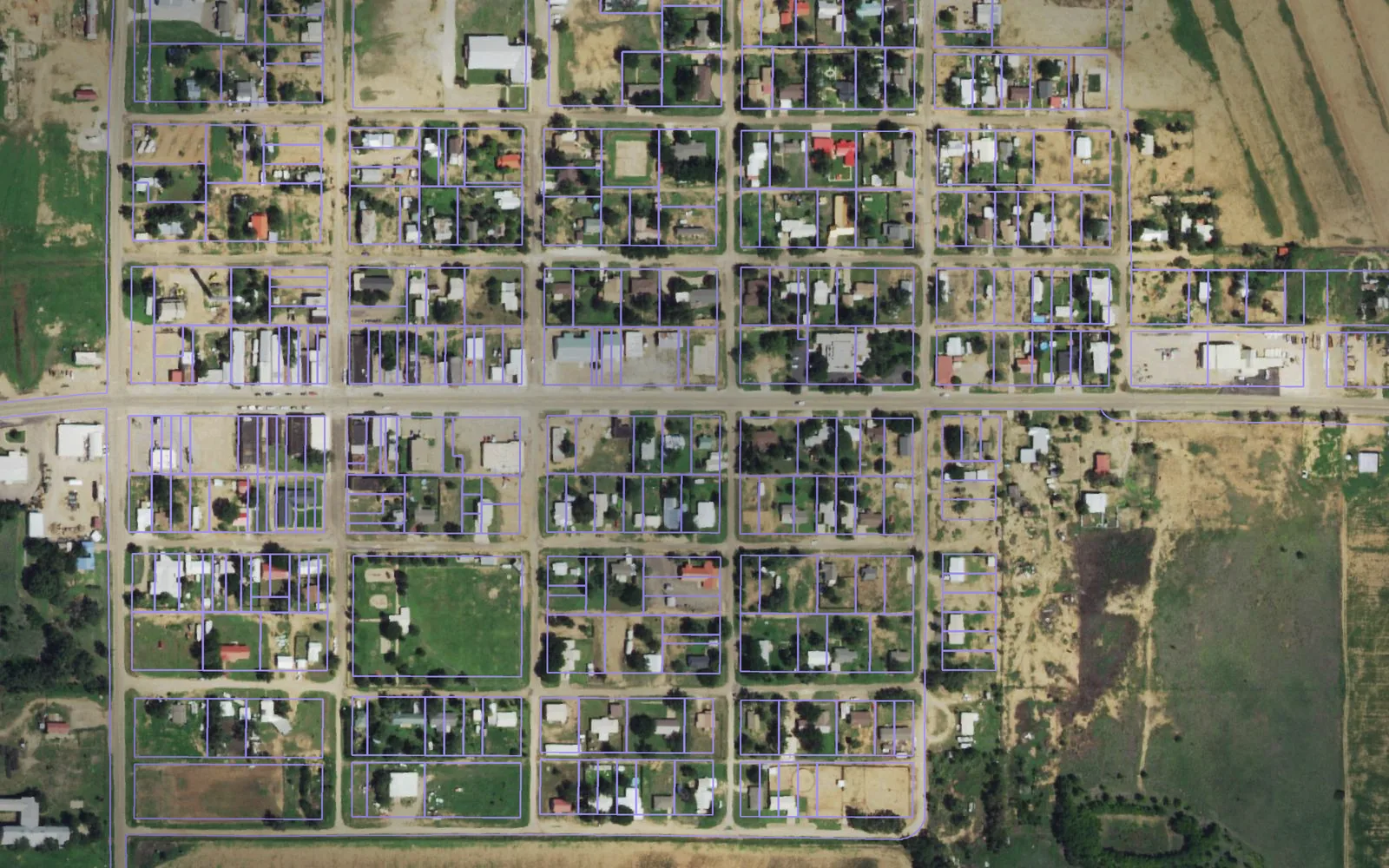 Parcel boundaries over aerial imagery of Briscoe County, Texas