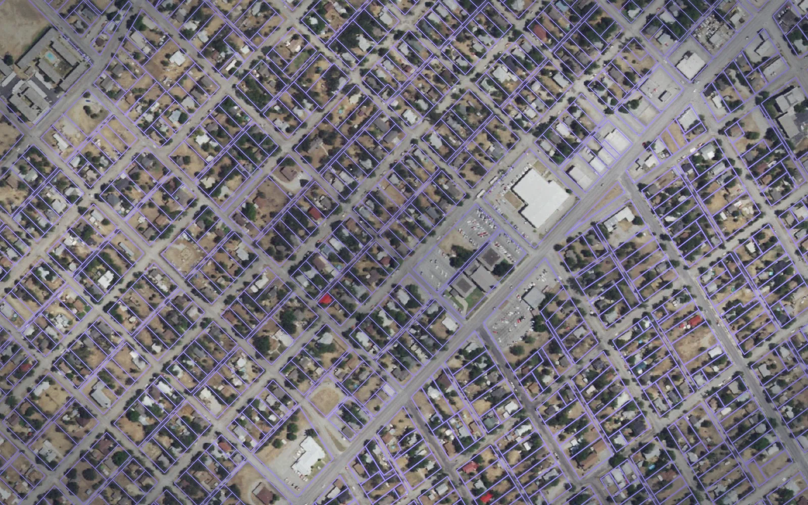 Parcel boundaries over aerial imagery of Brown County, Texas