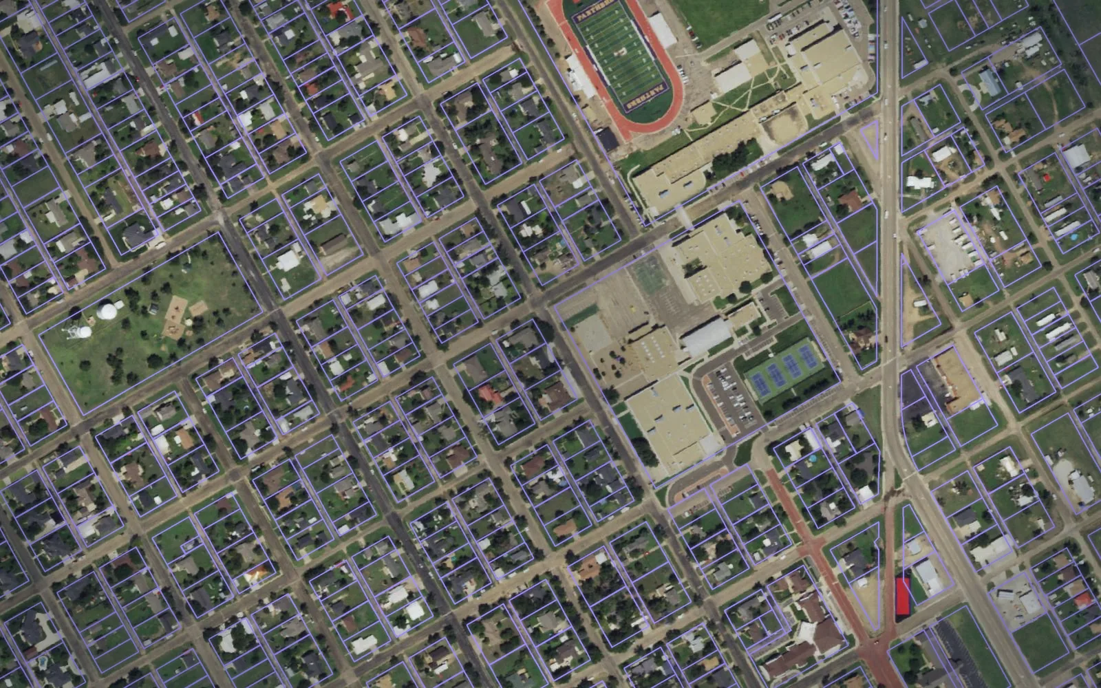 Parcel boundaries over aerial imagery of Carson County, Texas