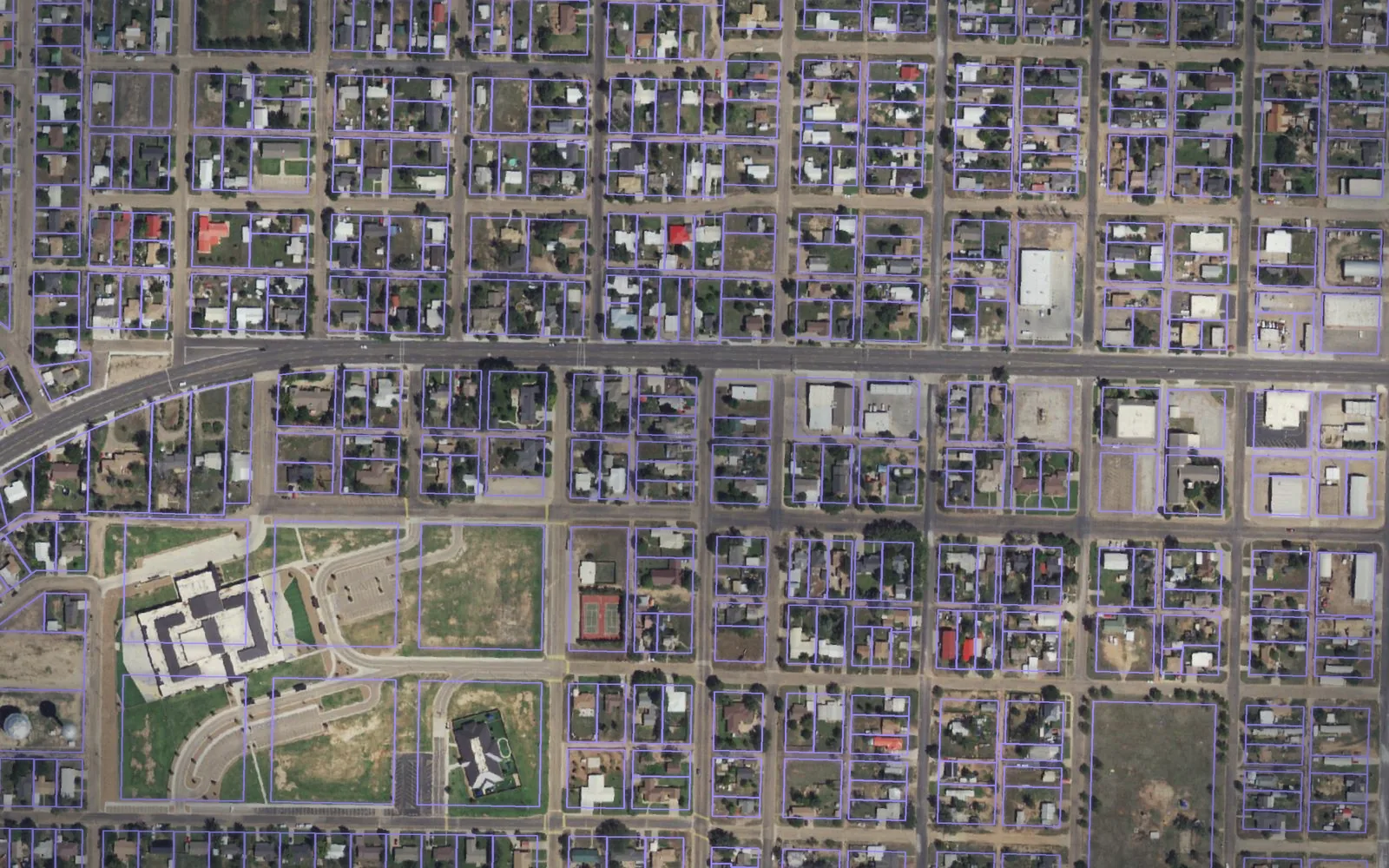 Parcel boundaries over aerial imagery of Castro County, Texas