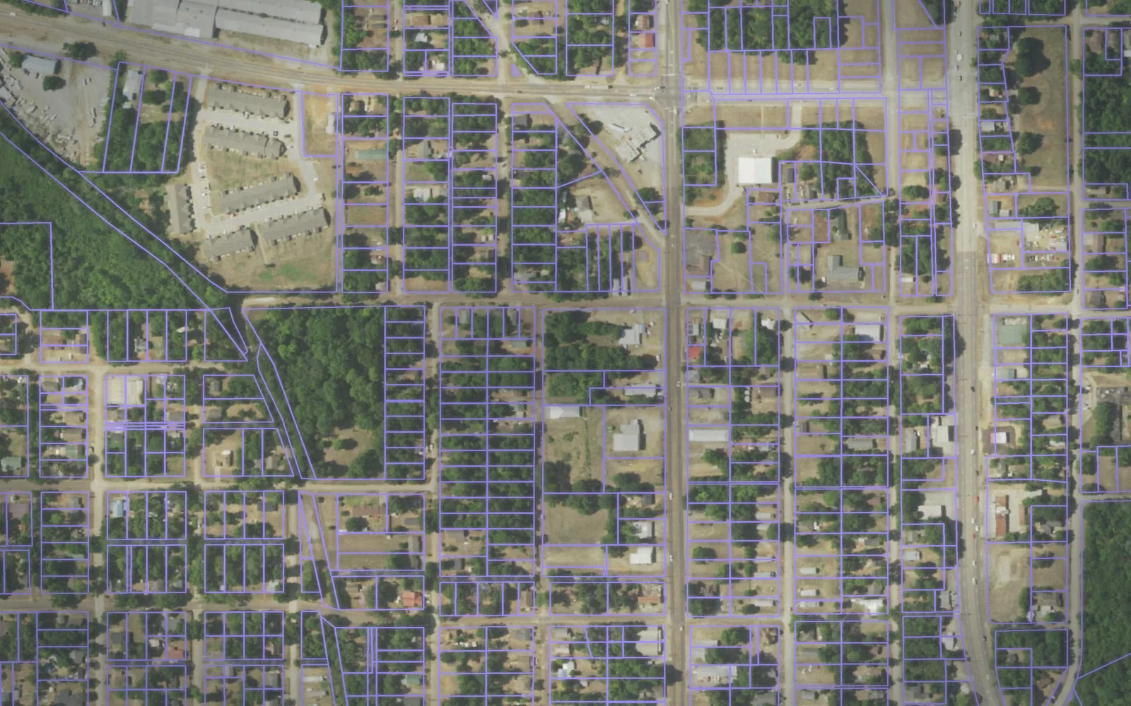 Parcel boundaries over aerial imagery of Cherokee County, Texas