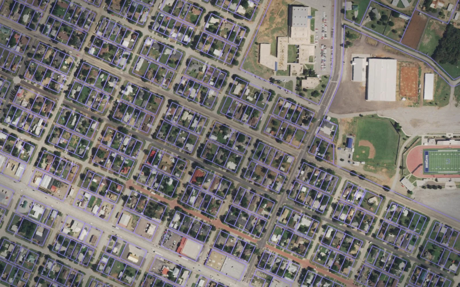 Parcel boundaries over aerial imagery of Childress County, Texas