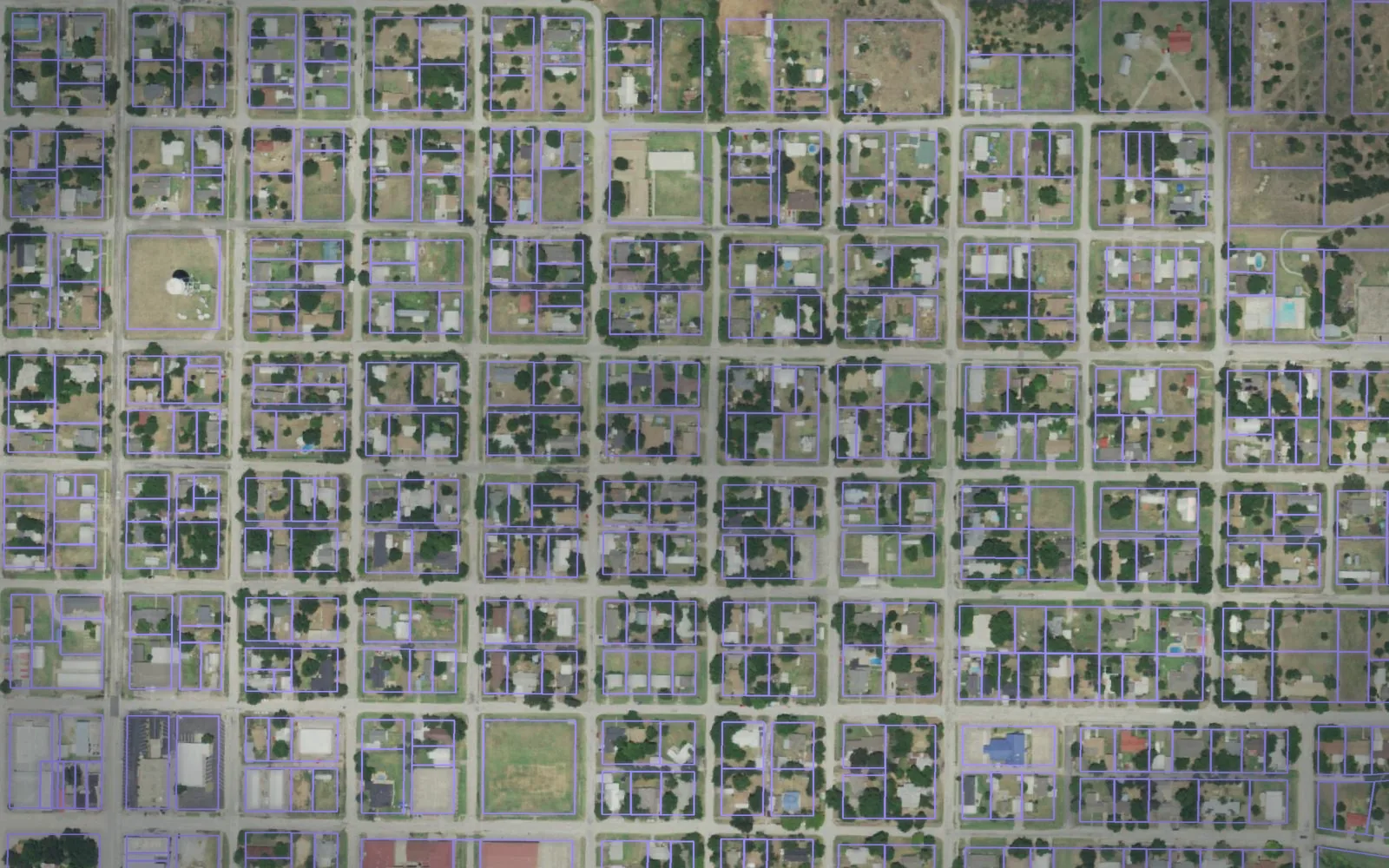 Parcel boundaries over aerial imagery of Clay County, Texas
