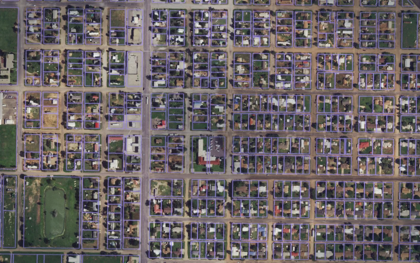 Parcel boundaries over aerial imagery of Cochran County, Texas