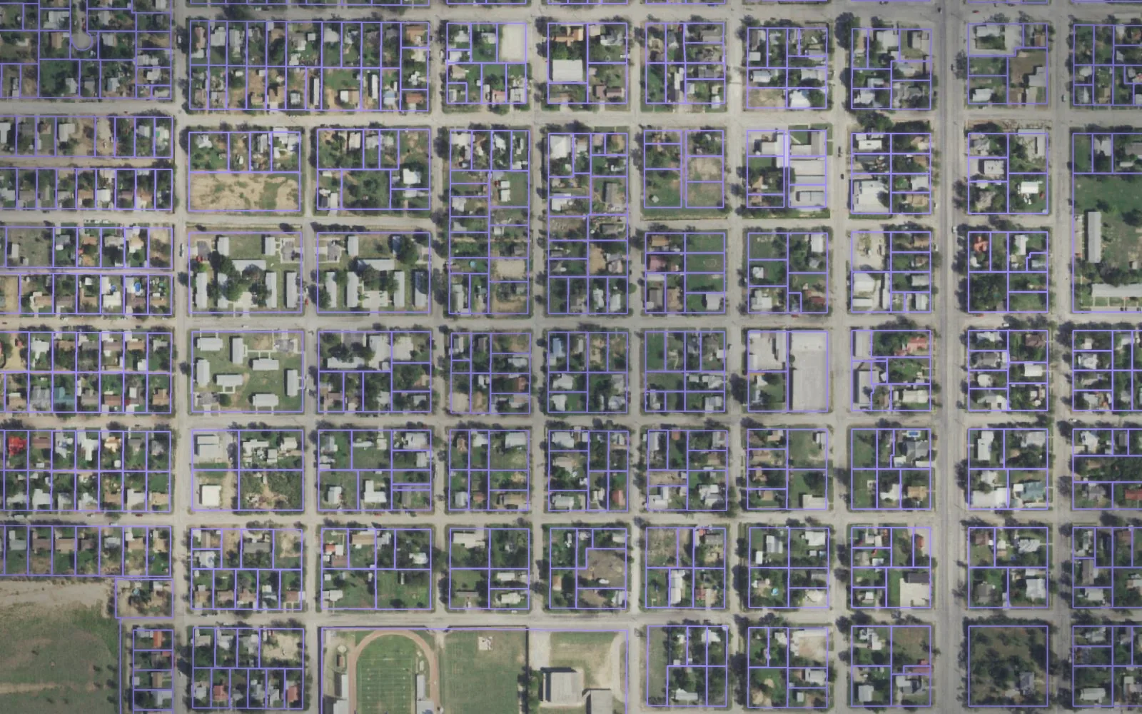 Parcel boundaries over aerial imagery of Coleman County, Texas