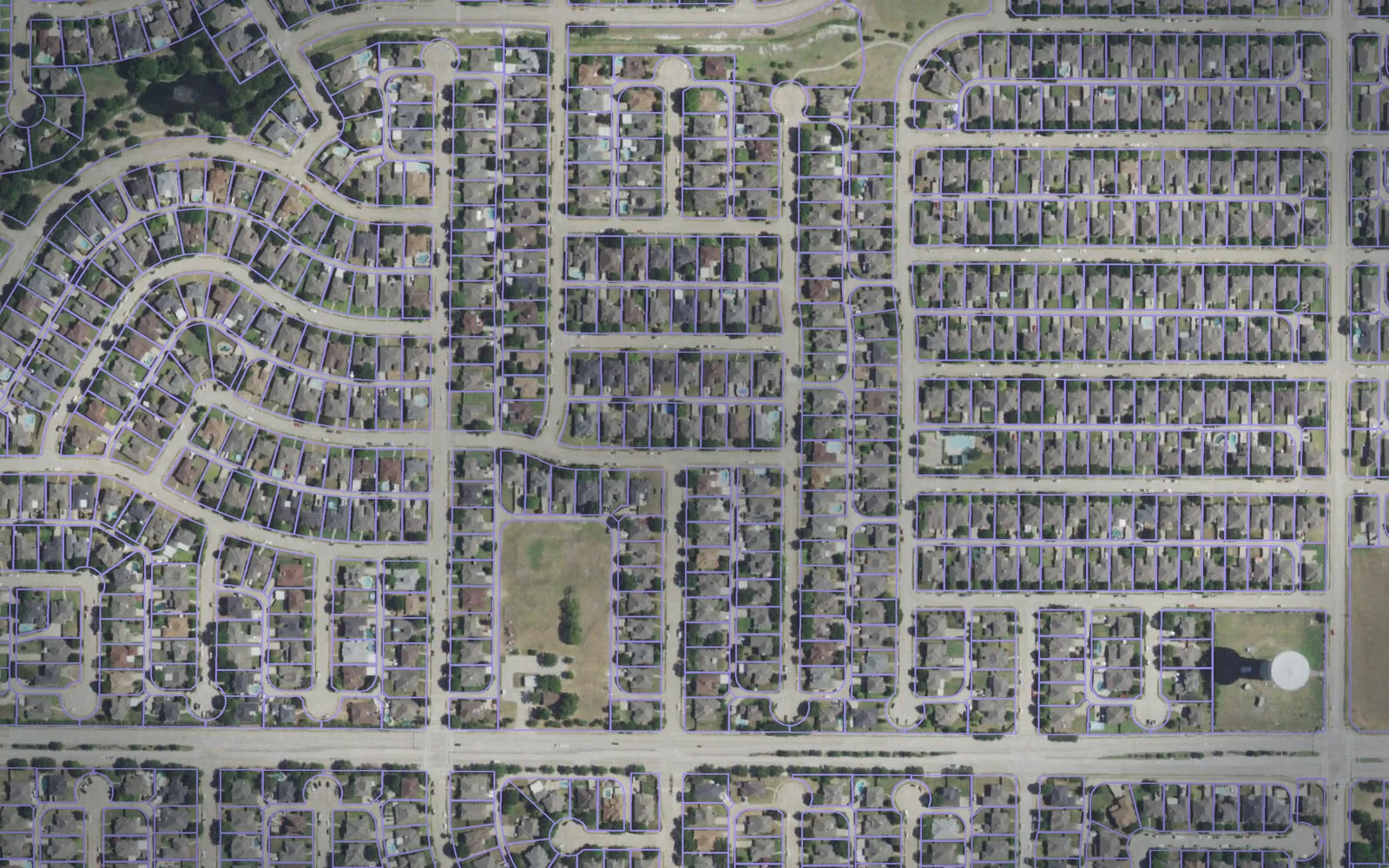 Parcel boundaries over aerial imagery of Collin County, Texas