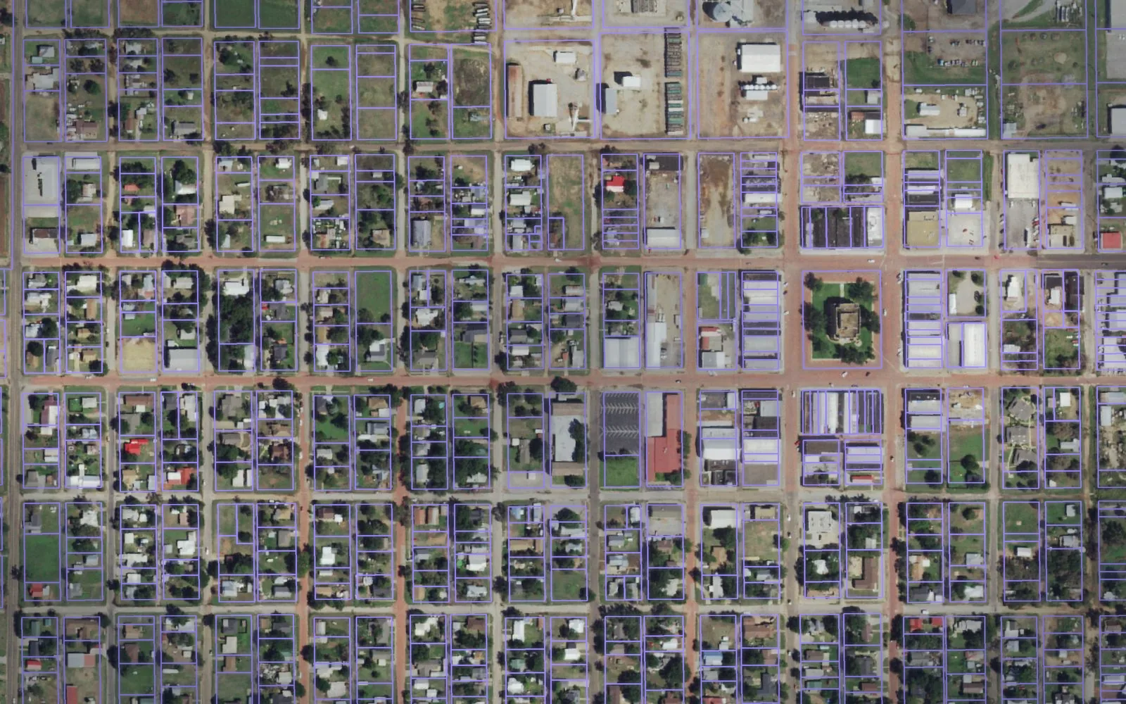 Parcel boundaries over aerial imagery of Collingsworth County, Texas