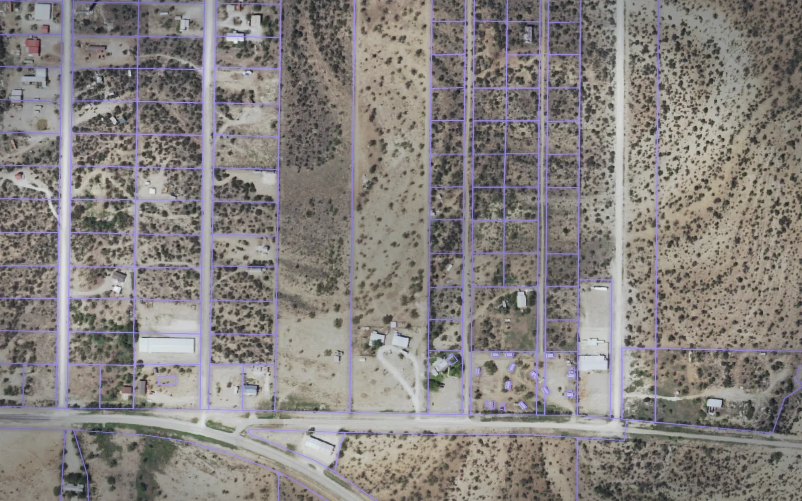 Parcel boundaries over aerial imagery of Concho County, Texas