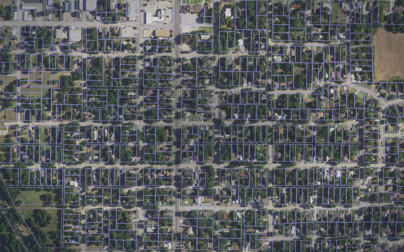 Parcel boundaries over aerial imagery of Cooke County, Texas