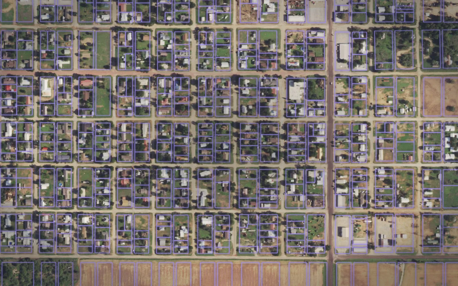 Parcel boundaries over aerial imagery of Cottle County, Texas