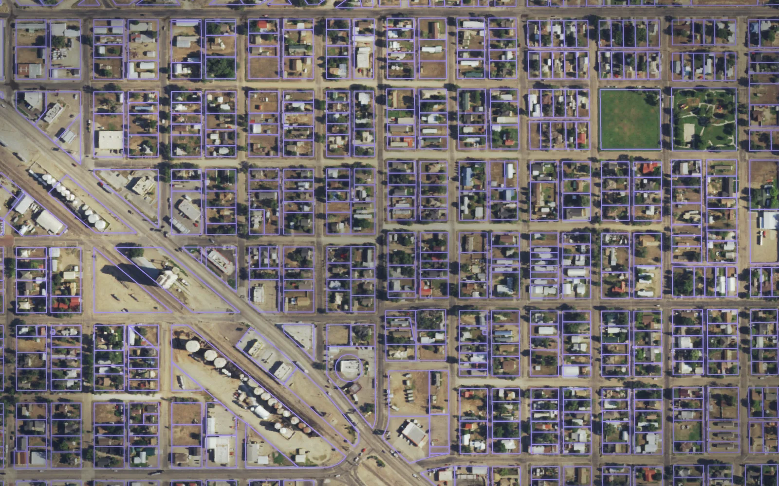 Parcel boundaries over aerial imagery of Dallam County, Texas