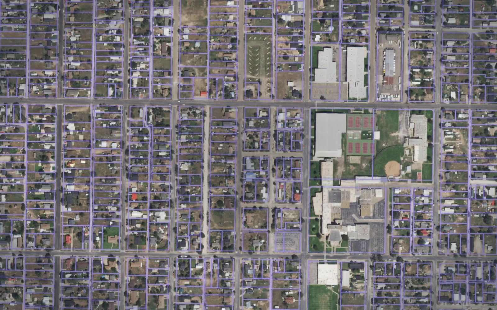 Parcel boundaries over aerial imagery of Deaf Smith County, Texas