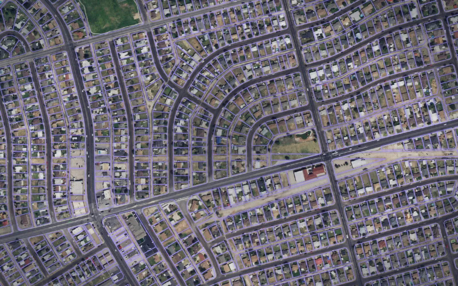 Parcel boundaries over aerial imagery of Ector County, Texas