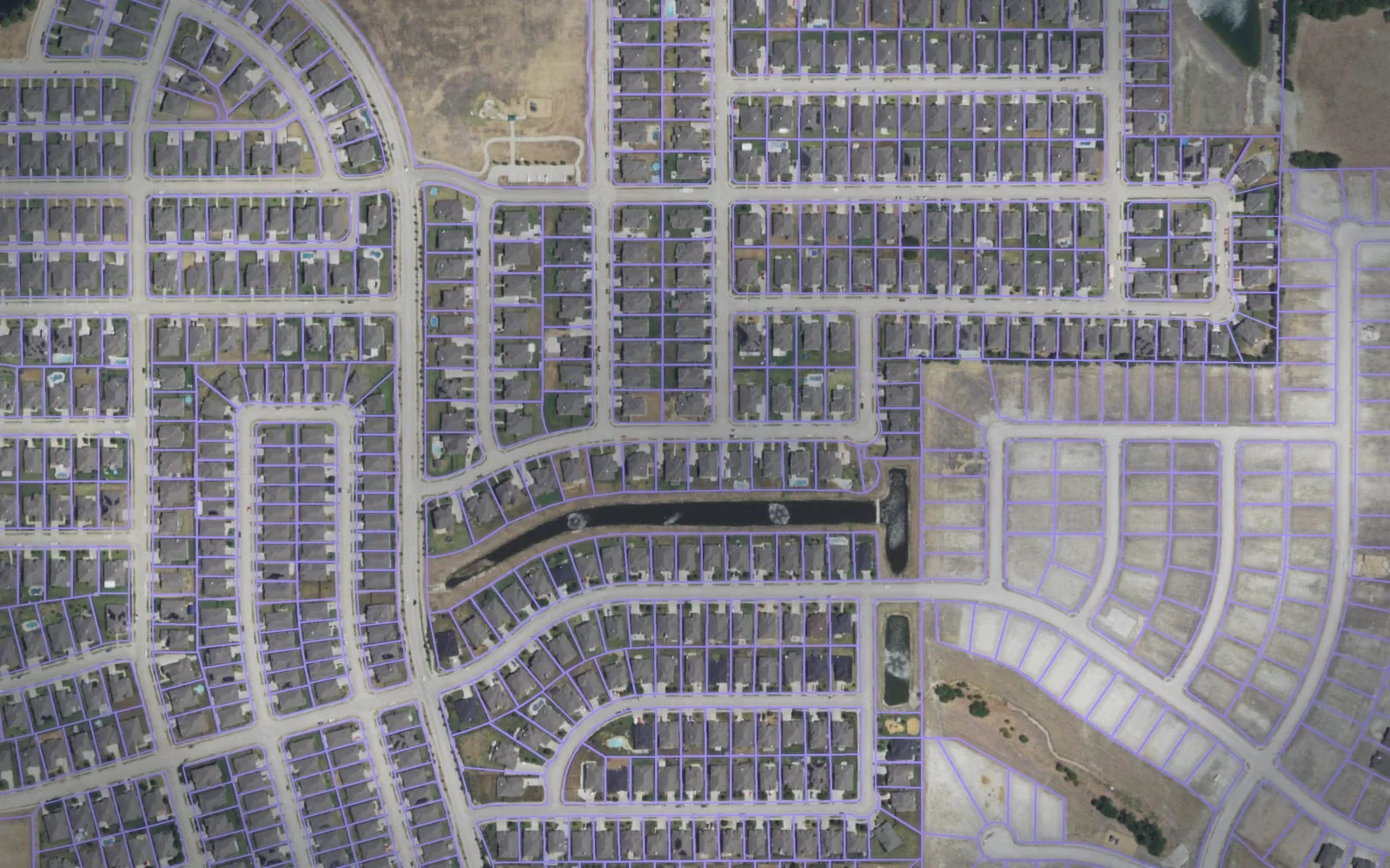 Parcel boundaries over aerial imagery of Ellis County, Texas