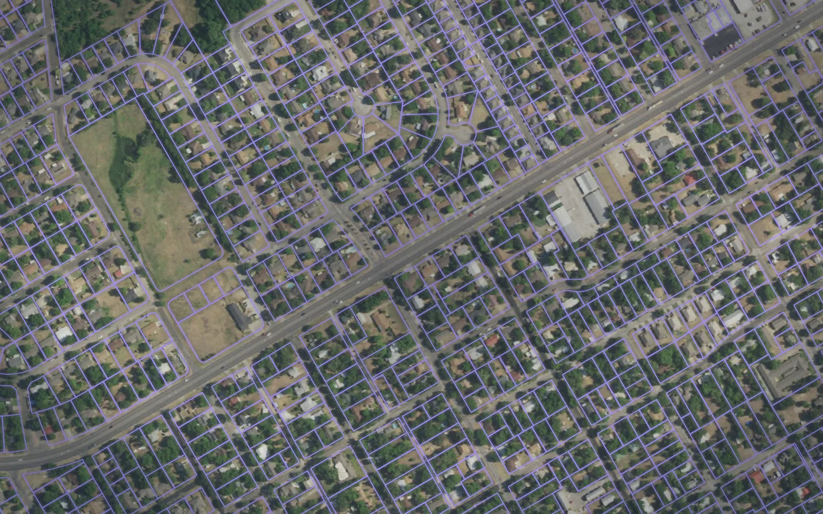 Parcel boundaries over aerial imagery of Erath County, Texas
