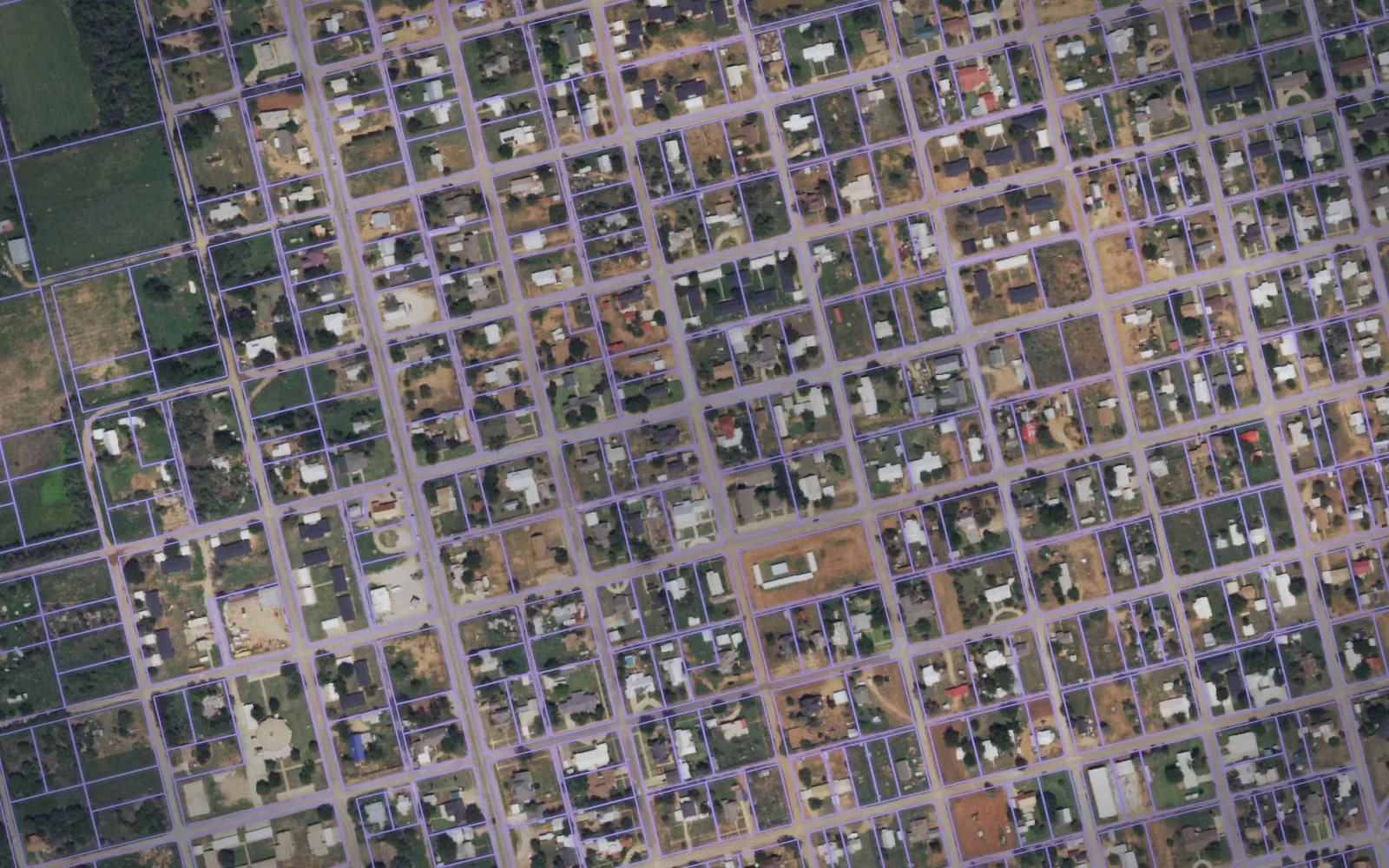 Parcel boundaries over aerial imagery of Fisher County, Texas