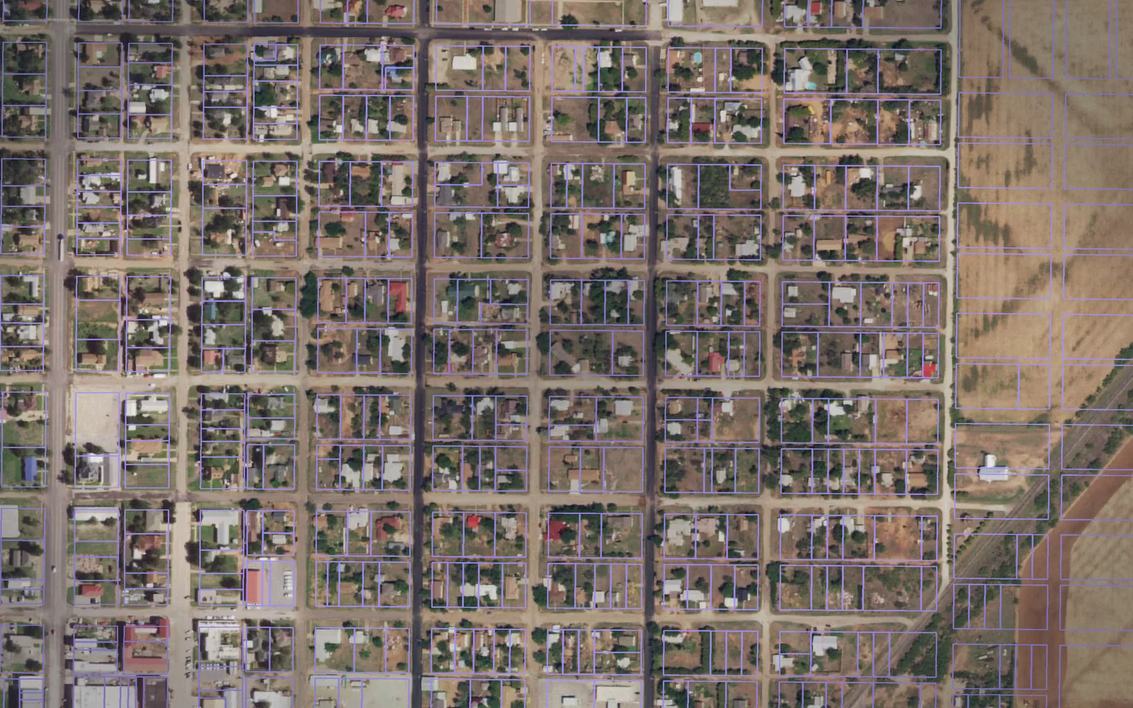 Parcel boundaries over aerial imagery of Foard County, Texas