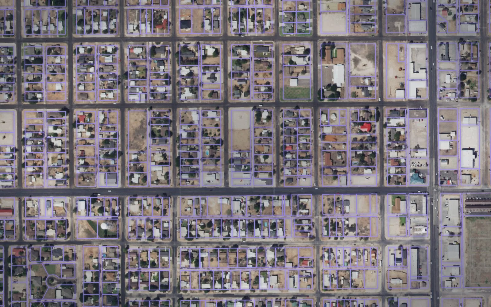 Parcel boundaries over aerial imagery of Gaines County, Texas