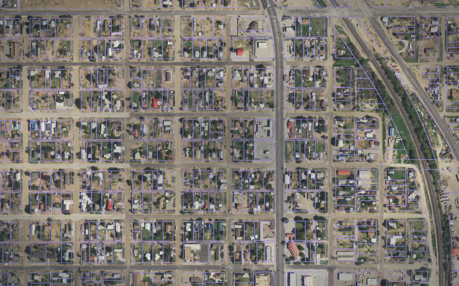 Parcel boundaries over aerial imagery of Garza County, Texas