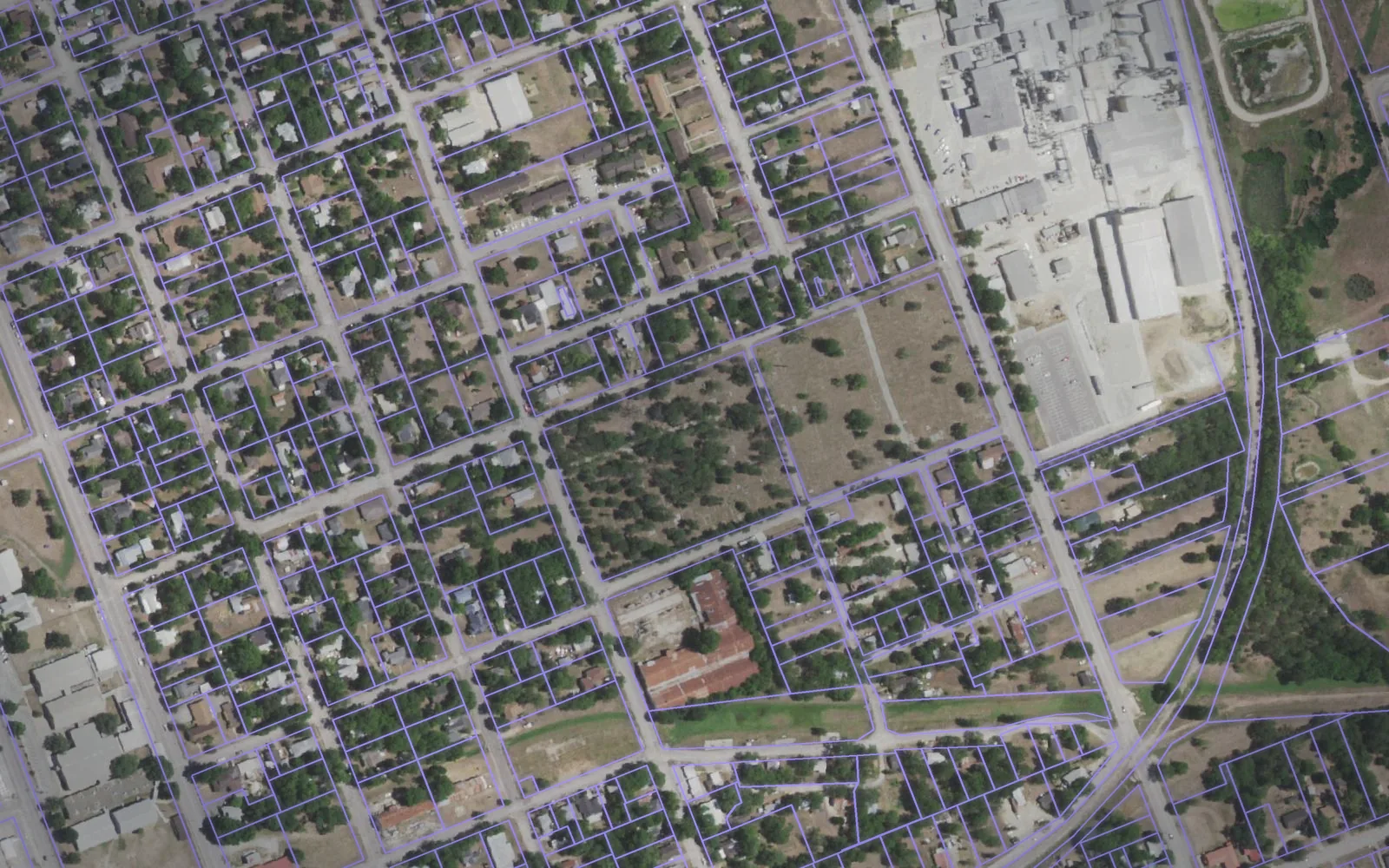 Parcel boundaries over aerial imagery of Gonzales County, Texas