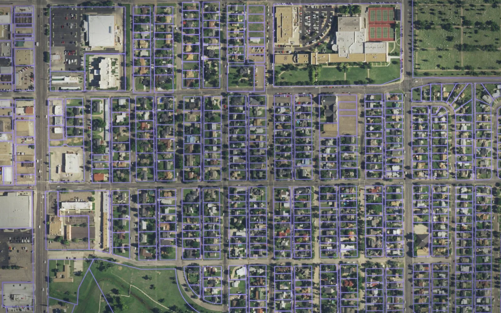 Parcel boundaries over aerial imagery of Gray County, Texas